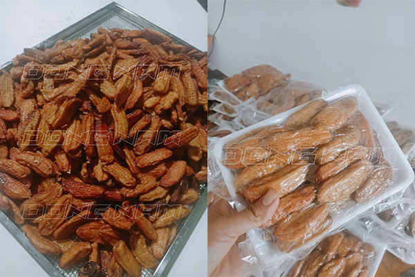 Khách Đông Nam sấy chuối cho thành phẩm đẹp mắt